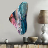 Modern Blue and Pink Abstract - Asymmetric Metal Wall Art