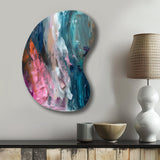 Modern Blue and Pink Abstract - Asymmetric Metal Wall Art