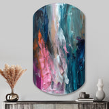 Modern Blue and Pink Abstract - Asymmetric Metal Wall Art