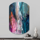 Modern Blue and Pink Abstract - Asymmetric Metal Wall Art