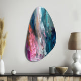 Modern Blue and Pink Abstract - Asymmetric Metal Wall Art