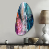 Modern Blue and Pink Abstract - Asymmetric Metal Wall Art