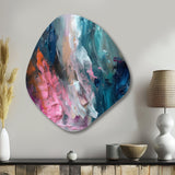 Modern Blue and Pink Abstract - Asymmetric Metal Wall Art