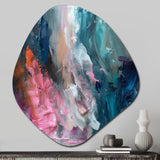 Modern Blue and Pink Abstract - Asymmetric Metal Wall Art