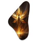 Glorious Ascending Golden Angel - Asymmetric Metal Wall Art