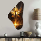 Glorious Ascending Golden Angel - Asymmetric Metal Wall Art