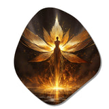 Glorious Ascending Golden Angel - Asymmetric Metal Wall Art