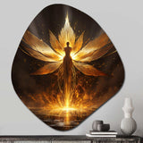 Glorious Ascending Golden Angel - Asymmetric Metal Wall Art