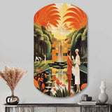 Art Deco Lady In White Cosmopolitan Adventure - Asymmetric Metal Wall Art