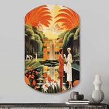 Art Deco Lady In White Cosmopolitan Adventure - Asymmetric Metal Wall Art