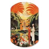 Art Deco Lady In White Cosmopolitan Adventure - Asymmetric Metal Wall Art