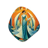 Art Deco Cosmopolitan Gracious Dancer In Blue - Asymmetric Metal Wall Art