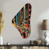 Art Deco Retro City Life I - Asymmetric Metal Wall Art