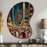 Art Deco Retro City Life I - Asymmetric Metal Wall Art