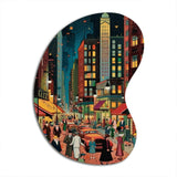 Art Deco Retro City Life I - Asymmetric Metal Wall Art