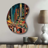 Art Deco Retro City Life I - Asymmetric Metal Wall Art