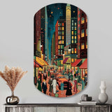 Art Deco Retro City Life I - Asymmetric Metal Wall Art