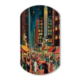 Art Deco Retro City Life I - Asymmetric Metal Wall Art