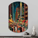 Art Deco Retro City Life I - Asymmetric Metal Wall Art