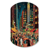 Art Deco Retro City Life I - Asymmetric Metal Wall Art