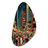 Art Deco Retro City Life I - Asymmetric Metal Wall Art