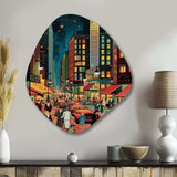 Art Deco Retro City Life I - Asymmetric Metal Wall Art