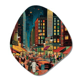 Art Deco Retro City Life I - Asymmetric Metal Wall Art