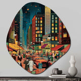 Art Deco Retro City Life I - Asymmetric Metal Wall Art