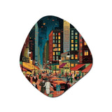 Art Deco Retro City Life I - Asymmetric Metal Wall Art