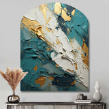 Serenity Sunset In Teal And White I - Asymmetric Metal Wall Art