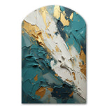 Serenity Sunset In Teal And White I - Asymmetric Metal Wall Art