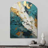 Serenity Sunset In Teal And White I - Asymmetric Metal Wall Art