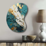 Serenity Sunset In Teal And White I - Asymmetric Metal Wall Art