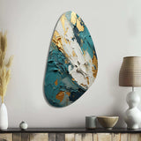 Serenity Sunset In Teal And White I - Asymmetric Metal Wall Art