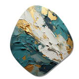 Serenity Sunset In Teal And White I - Asymmetric Metal Wall Art