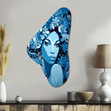 Elegant Blue Fashion African Goddess Grace - Asymmetric Metal Wall Art