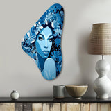 Elegant Blue Fashion African Goddess Grace - Asymmetric Metal Wall Art