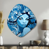 Elegant Blue Fashion African Goddess Grace - Asymmetric Metal Wall Art