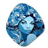 Elegant Blue Fashion African Goddess Grace - Asymmetric Metal Wall Art