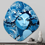 Elegant Blue Fashion African Goddess Grace - Asymmetric Metal Wall Art