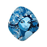 Elegant Blue Fashion African Goddess Grace - Asymmetric Metal Wall Art