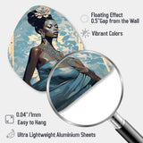 Elegant Blue Fashion African Goddess Grace I - Asymmetric Metal Wall Art