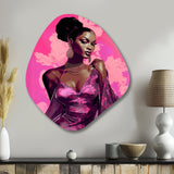 Retro Fashion Glam Model In Pink Magenta - Asymmetric Metal Wall Art