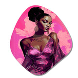 Retro Fashion Glam Model In Pink Magenta - Asymmetric Metal Wall Art