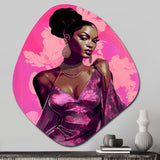 Retro Fashion Glam Model In Pink Magenta - Asymmetric Metal Wall Art