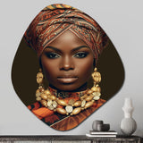 Beautiful African Lady Traditional Style Attire I - Asymmetric Metal Wall Art