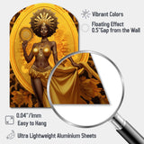 Orisha Oshun With Mirror African Goddess - Asymmetric Metal Wall Art