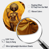 Orisha Oshun With Mirror African Goddess - Asymmetric Metal Wall Art