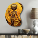 Orisha Oshun With Mirror African Goddess - Asymmetric Metal Wall Art