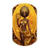 Orisha Oshun With Mirror African Goddess - Asymmetric Metal Wall Art